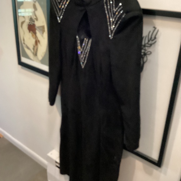 SUEDE. black evening dress loaded with rhinestones see measurements - Picture 1 of 6